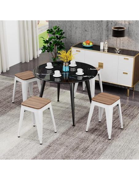 Taburetes de Bar Andeworld 45.72 cm Metal y Madera - Juego de 4