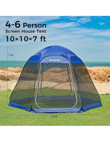 Carpa Pop Up KingCamp 3.05x3.05m para 4-6 Personas Azul