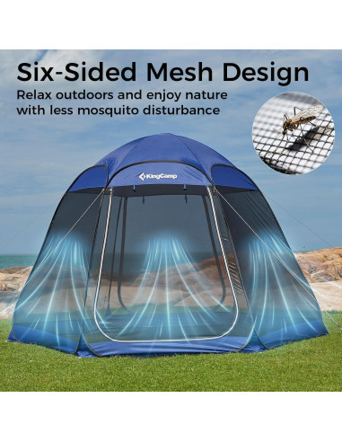 Carpa Pop Up KingCamp 3.05x3.05m para 4-6 Personas Azul