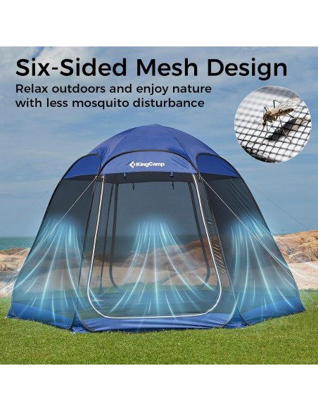 Carpa Pop Up KingCamp 3.05x3.05m para 4-6 Personas Azul