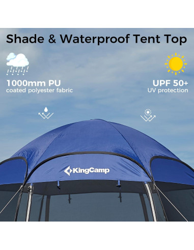 Carpa Pop Up KingCamp 3.05x3.05m para 4-6 Personas Azul