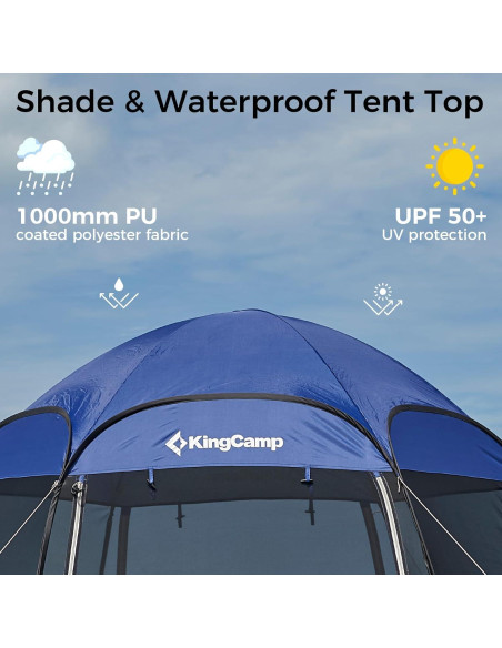 Carpa Pop Up KingCamp 3.05x3.05m para 4-6 Personas Azul