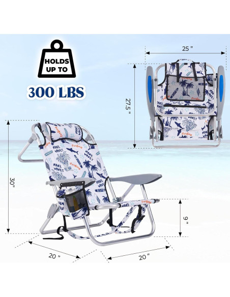 Silla de Playa Plegable Canpsky 2024 con Reposacabezas y Bolsa
