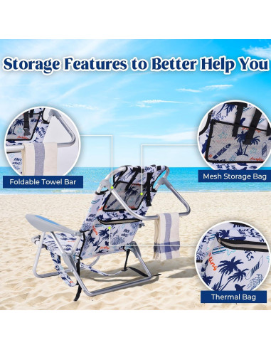 Silla de Playa Plegable Canpsky 2024 con Reposacabezas y Bolsa