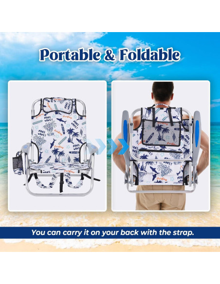 Silla de Playa Plegable Canpsky 2024 con Reposacabezas y Bolsa