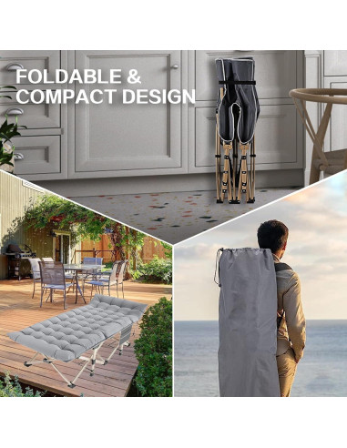 Cama de Camping Plegable LUCKPRO 190x71cm Soporta 272kg