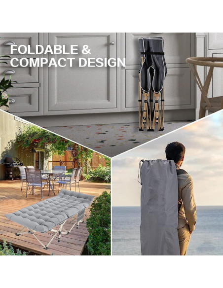 Cama de Camping Plegable LUCKPRO 190x71cm Soporta 272kg