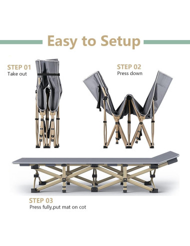 Cama de Camping Plegable LUCKPRO 190x71cm Soporta 272kg
