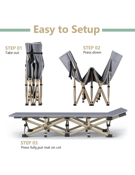 Cama de Camping Plegable LUCKPRO 190x71cm Soporta 272kg