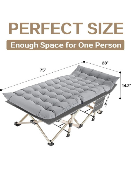 Cama de Camping Plegable LUCKPRO 190x71cm Soporta 272kg