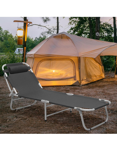 Cama de Camping Plegable Magshion 189x58 cm Ajustable Negro