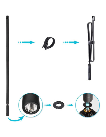 Antena de Radio Ham Plegable Bingfu 2-Pack VHF UHF 136-520MHz