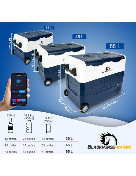 Refrigerador de Coche BLACKHORSE-RACING 37L Control APP WIFI