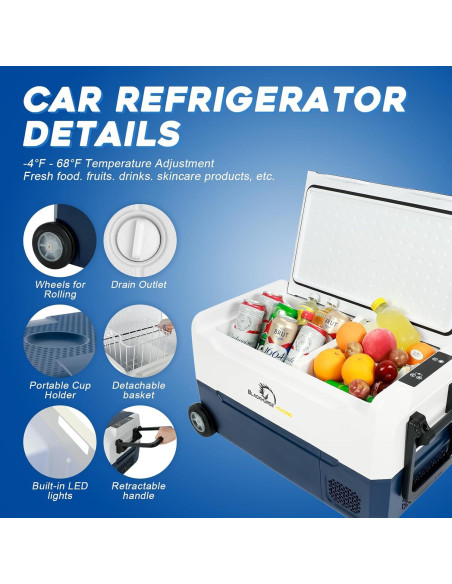 Refrigerador de Coche BLACKHORSE-RACING 37L Control APP WIFI
