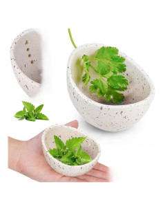 Tazón Deshojador de Hierbas de Cerámica NKFSS002 Blanco