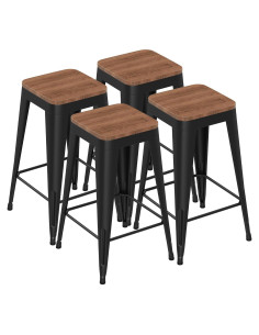 Conjunto de 4 taburetes de bar Arlunar home 61 cm metal y madera