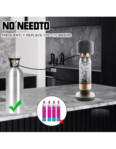 Adaptador CO2 Rovrai para Fabricador de Soda 60 cm Negro