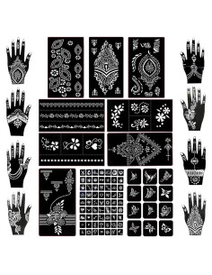 Kit de Plantillas de Tatuaje de Henna Koogel 18 Hojas 97 Patrones