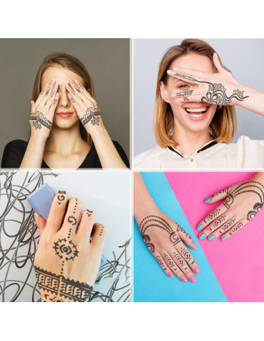 Kit de Plantillas de Tatuaje de Henna Koogel 18 Hojas 97 Patrones