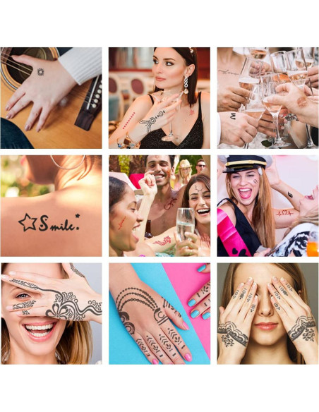 Kit de Plantillas de Tatuaje de Henna Koogel 18 Hojas 97 Patrones