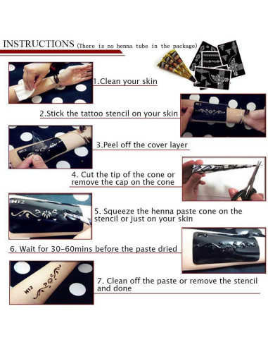 Kit de Plantillas de Tatuaje de Henna Koogel 18 Hojas 97 Patrones