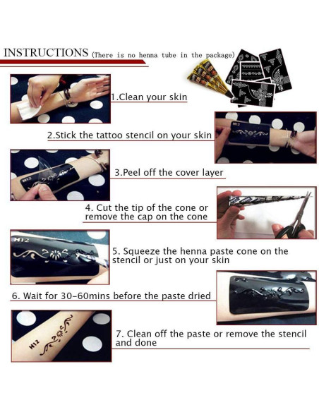 Kit de Plantillas de Tatuaje de Henna Koogel 18 Hojas 97 Patrones