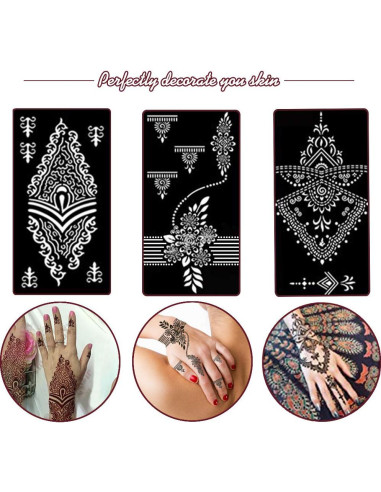 Kit de Plantillas de Tatuaje de Henna Koogel 18 Hojas 97 Patrones