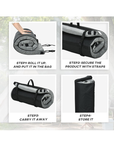 Colchoneta de Camping Outsunny Plegable 189.2x76.2cm Gris