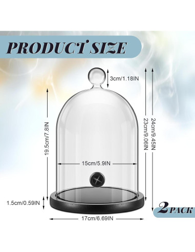 Campana de Humo de Vidrio Uiifan con Base de Madera - 2 Pcs