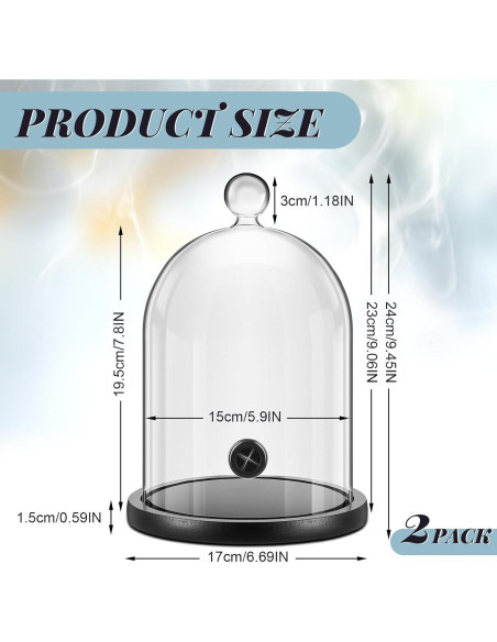 Campana de Humo de Vidrio Uiifan con Base de Madera - 2 Pcs