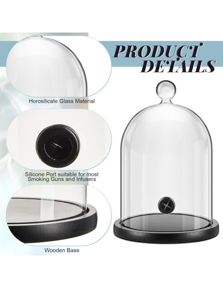 Campana de Humo de Vidrio Uiifan con Base de Madera - 2 Pcs