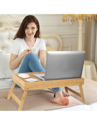 Bandeja de desayuno Artmeer para cama con patas plegables Beige