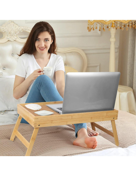 Bandeja de desayuno Artmeer para cama con patas plegables Beige