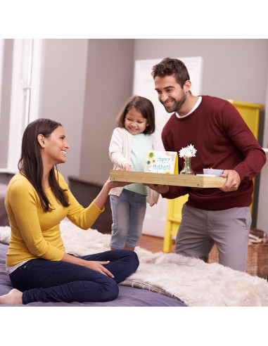 Bandeja de desayuno Artmeer para cama con patas plegables Beige