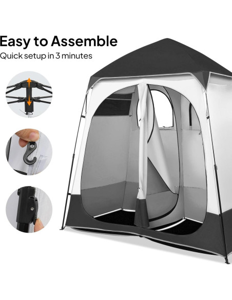 Carpa de Ducha Doble VINGLI 2.29m Instantánea para Camping