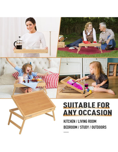 Bandeja de desayuno Artmeer para cama con patas plegables Beige