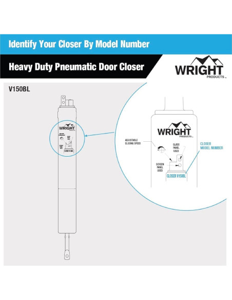 Cerradura Neumática Wright Products V150BL - Alta Resistencia, Negro