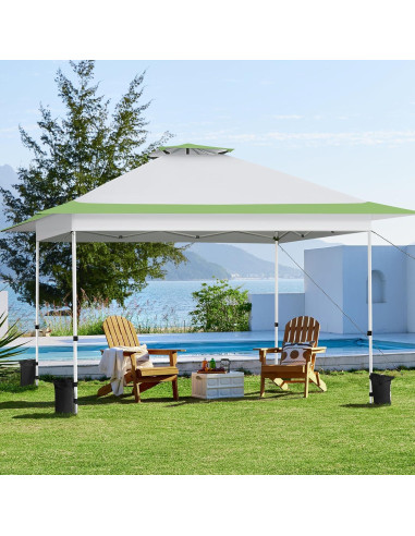 Carpa Plegable Yaheetech 15.7 m Gris Claro/Verde Ajustable