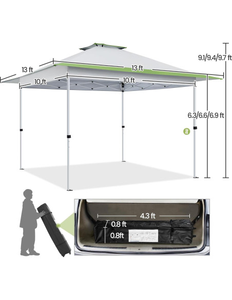 Carpa Plegable Yaheetech 15.7 m Gris Claro/Verde Ajustable