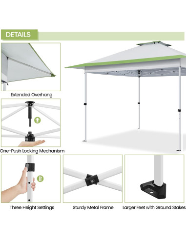 Carpa Plegable Yaheetech 15.7 m Gris Claro/Verde Ajustable