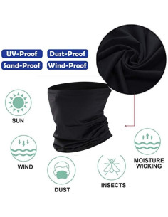 Gaiter de Cuello UV Negro para Hombres y Mujeres - Bufanda Facial Multifuncional 2