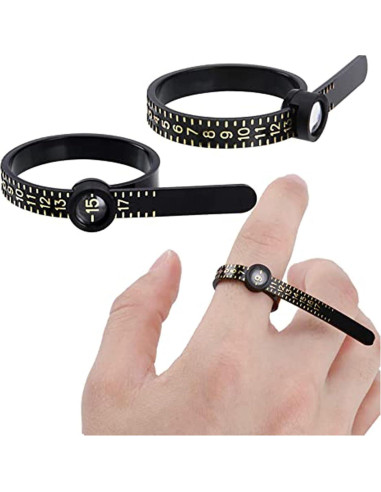 Medidor de Talla de Anillo Duxesuk con Lupa Reutilizable 1-17