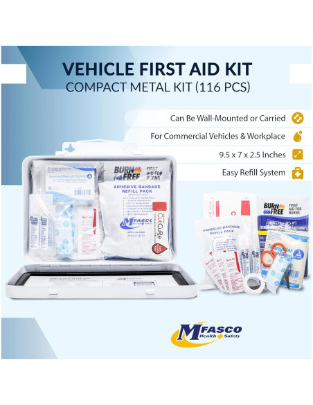Kit de Primeros Auxilios Metal MFASCO 115 Pcs - Vehículos Comerciales
