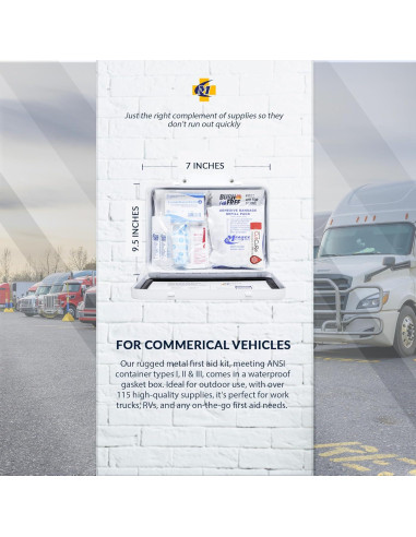 Kit de Primeros Auxilios Metal MFASCO 115 Pcs - Vehículos Comerciales