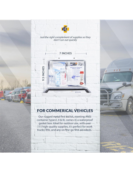 Kit de Primeros Auxilios Metal MFASCO 115 Pcs - Vehículos Comerciales