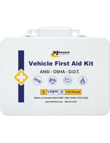 Kit de Primeros Auxilios Metal MFASCO 115 Pcs - Vehículos Comerciales