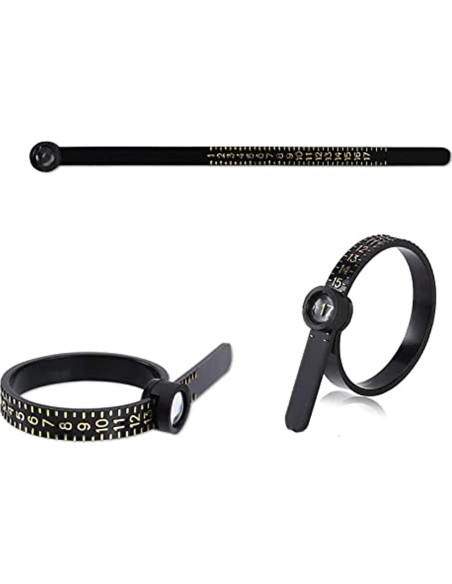 Medidor de Talla de Anillo Duxesuk con Lupa Reutilizable 1-17