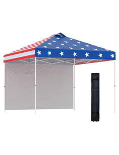 Carpa Plegable Outsunny 3x3m con Pared Lateral Removible