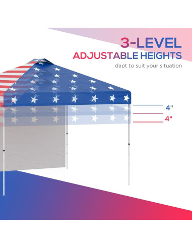 Carpa Plegable Outsunny 3x3m con Pared Lateral Removible