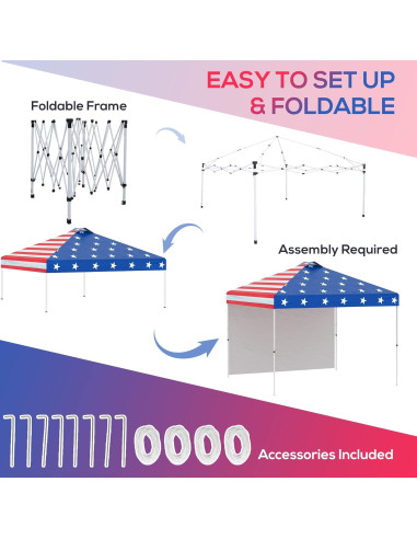 Carpa Plegable Outsunny 3x3m con Pared Lateral Removible